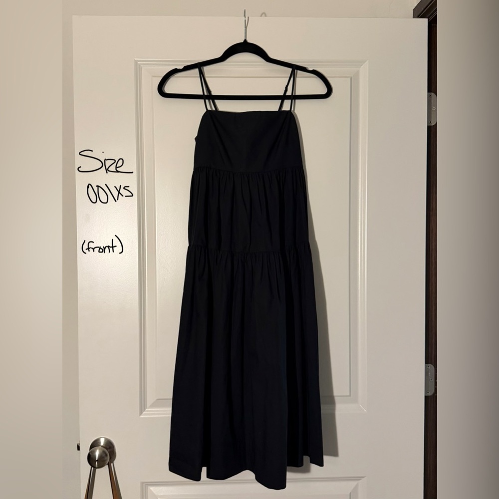 Women's J Crew Black Tiered Spaghetti-Strap Dress
